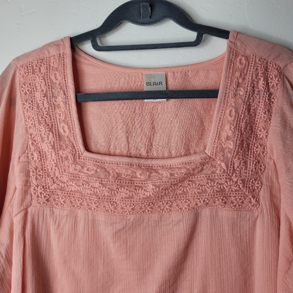 Blair Light Pink Embroidered Peasant Tunic Blouse - Picture 2 of 6